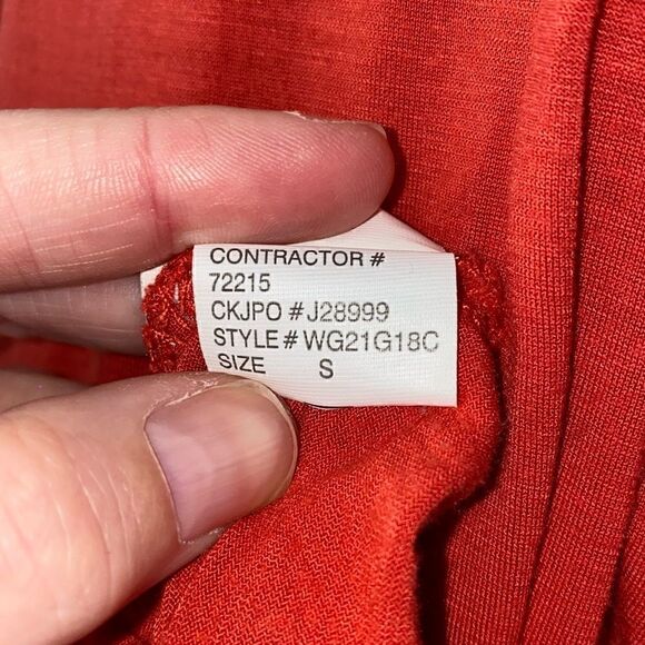 Calvin Klein Jeans Women's Orange Ruched Dress V-Neck Sleeveless Size Small - Picture 11 of 13